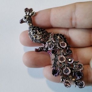COPY - PURPLE PEACOCK RHINESTONE BROOCH